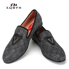 Luxury Fashion Black Men Shoes Big Size Gingham Slip On Men's Loafers Large Sizes Male Slippers Flats 2024 - buy cheap