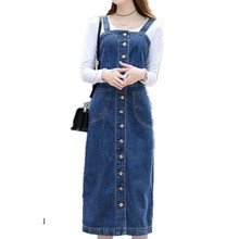  5XL Women Denim Sundress new summer Long Sunspender Dress Single Breasted Casual Jeans strap slim Dress 2024 - buy cheap