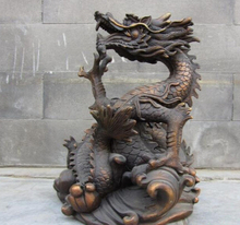 Bi001680 estátua da fera do dragão em cobre de bronze, feng shui, mito chinês 2024 - compre barato