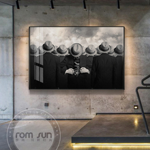 Abstract Hat Man gathered Canvas Painting Fashion Black white Poster Print For Living Room Aisle Creative Modern Wall Art Decor 2024 - buy cheap