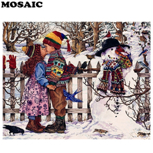 Diamond Painting Cross Stitch Snowman Child Kiss Diy Diamond Embroidery Kits Diamond Mosaic New Year Home Decor 2024 - buy cheap