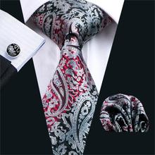 FA-359 Men`s Tie Gray Paisley Silk Jacquard Woven Classic Tie Hanky Cufflinks Set For Men Business Wedding Party Free Shipping 2024 - buy cheap