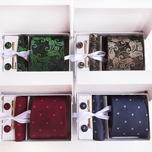 8cm Designer Men Formal Ties Set Classic Paisley Floral Necktie Sets Handkerchief with Cufflink Clip Gift Box 2024 - buy cheap