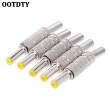 OOTDTY 5 Pcs Metal 5.5x2.1mm DC Power Male Plug Jack Adapter Connector with Yellow Head 2024 - купить недорого