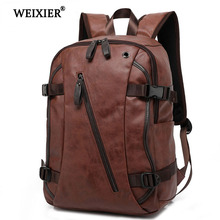 New PU Men's Leisure Travel Backpack Student School High Quality Backpack Classic Design Laptop Solid Color Bag 2024 - buy cheap