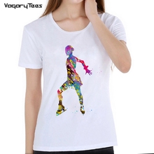 Camiseta de baile de Ballet de hielo de acuarela para mujer, camiseta de patinaje artístico para mujer, camiseta personalizada con estampado de Calavera del baloncesto, camiseta ajustada para mujer de verano 2024 - compra barato