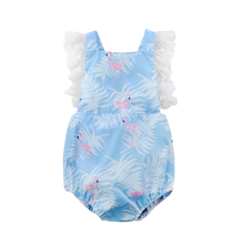 Цельнокроеное Кружевное боди с фламинго для новорожденных девочек, пляжный костюм для маленьких девочек, летняя одежда 2024 - купить недорого