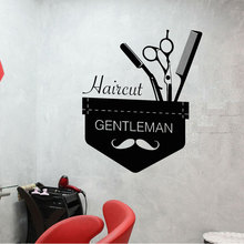 Adesivo de cabeleireiro para homens, para parede de cavalheiro, decoração interior, mural, janela, removível, a133 2024 - compre barato