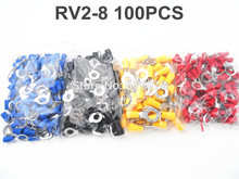 100pcs RV2-8  Ring insulated terminal Cable Wire Connector 1.5-2.5mm cable Electrical Crimp Terminal RV2.5-8 RV 2024 - buy cheap