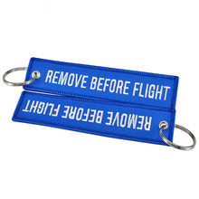 Chaveiros aviadores, remove before flight, etiquetas de coisas importantes, chaveiros bordados azuis, oem, presentes para homens 2024 - compre barato