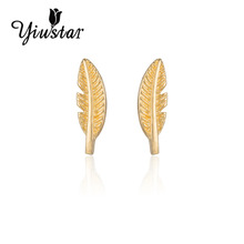 Yiustar pendientes de plumas encantadoras para mujeres joyería de hoja de boda para niñas joyería de fiesta brincos 2024 - compra barato