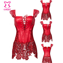 Sexy Lingerie With G-String Sets Women Faux Leather&Lace Burlesque Steampunk Corset Dress Waist Gothic Bustier Corpet Plus Size 2024 - buy cheap