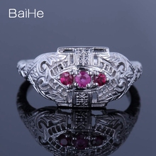 BAIHE Solid 10K White Gold 0.21ct Certified H/SI Round Flawless Ruby Wedding Gift Women Trendy Fine Jewelry Ruby Ring 2024 - buy cheap