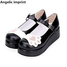 Angelic imprint woman mori girl lolita cosplay shoes lady wedges heels pumps women princess dress party shoes Pearlescent PU 5cm 2024 - buy cheap