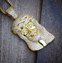 free box chain 24" hip hop bling gold rhodium high quality promotion jesus piece necklace for men gold 2024 - buy cheap
