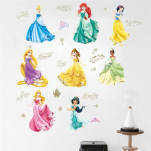 Cartoon Princess Theme Wall Stickers For Girls Room Door Wall Decoration Diy Kids Bedroom Mural Art Pvc Posters Home Decals 2024 - buy cheap