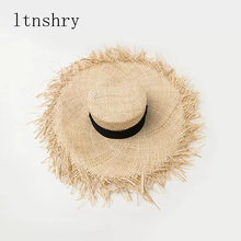 Соломенная шляпа с кисточками Raffia, шляпа унисекс с большими широкими полями, солнцезащитный козырек для женщин и мужчин, пляжная кепка, летняя УФ-шляпа, складная шляпа с козырьком 2024 - купить недорого