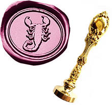 Vintage Scorpion Custom Picture Logo Luxury Wax Seal Sealing Stamp Brass Peacock Metal Handle Gift Set 2024 - buy cheap