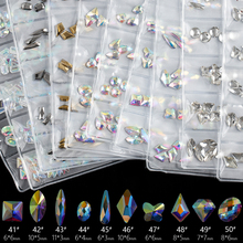 6 shapes/pack 3d acrylic Multislice Diamond Gems nail art decoration  DIY nail art tips Glitter AB Clear Square Oval Drop Heart 2024 - buy cheap