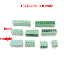 20 piezas-Conector de bloque de terminales Universal, 2-10 pines, PCB, 15EDGRC-3.81mm, macho-in-Screw, Verde 2024 - compra barato