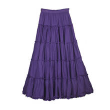 7 Solid Colors Long Skirts Womens  Female Bohemian Style Elastic Waist A Line Circle Big Pendulum Ruffles Cotton Skirt 2024 - buy cheap