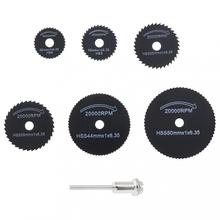 6pcs/lot Mini HSS Circular Saw Blade Cutting Discs Rotary Metal Cutter Power Tool Kit with Connecting Shank Drill Mandrel 2024 - buy cheap