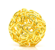 Zinc metal alloy Spacer Beads Ball Gold Color Flower Hollow Pattern Color About 18mm( 6/8") Dia, 2 PCs 2024 - buy cheap