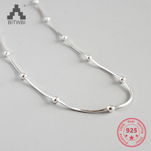 Модное ожерелье BITWBI 2020, ювелирные изделия из аутентичного стерлингового серебра 925 пробы, лаконичное очаровательное женское ожерелье с искусственными бусинами, подарок для девушки 2024 - купить недорого