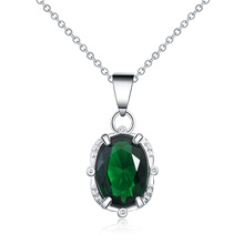 Charms wedding Green crystal silver color  for women necklace jewelry silver jewelry fashion cute  pendant necklace LN017 2024 - buy cheap