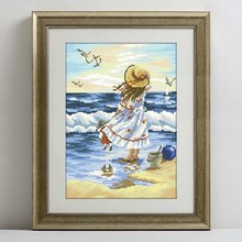 Pacote bordado Top Quality Cross Stitch Kits Menina na Praia Frete Grátis 2024 - compre barato