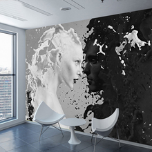 Mural autoadhesivo personalizado 3D negro blanco amantes Arte Creativo pared pintura sala de estar dormitorio restaurante decoración foto papel tapiz 2024 - compra barato