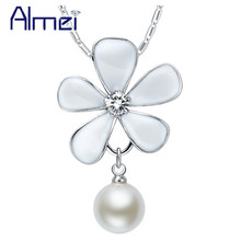 Statement Necklace Collares Mujer Imitation Pearl Flower Jewelry Esmalte 2017 Mujer Silver Summer Style Bohemian 2016 Ulove N877 2024 - buy cheap