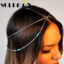 New Hot Fashion Green Beads Head Chain Jewelry Headband Party Headpiece Hair Band Tiara Hair Chain Sweet Girl Jewelry H50721-1 2024 - buy cheap