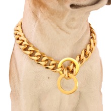 10/12/15/17/19mm Stainless Steel Gold Strong Dog Collar Dogs Training Choke Chains Collars for Large Dogs Pitbull Bulldog 2024 - buy cheap