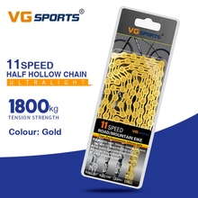 Vg Sports-cadena ultraligera para bicicleta de montaña y carretera, 11 cadenas, 116L, medio hueco, dorado 2024 - compra barato