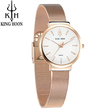 KING HOON Women Fashion Quartz Watch Lady Stainless Steel Watchband High Quality Casual Waterproof Wristwatch Gift for Wife 2019 2024 - buy cheap