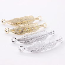 10pcs/lot 43mm Feather Charms Pendants fit Bracelet Necklace Connectors for DIY Jewelry Making Crafts Accessories Findings 2024 - buy cheap