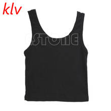 KLV 2017 Sexy Women Summer Slim Render Short Top Sleeveless Scoop Neck Tank Tops Solid Black/White Crop Tops Vest Tube Top 2024 - buy cheap