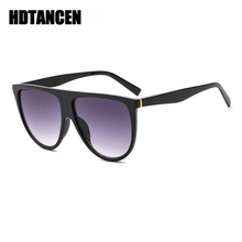 HDTANCEN/новые женские солнцезащитные очки в винтажном ретро стиле, на плоской подошве, тонкие солнцезащитные очки с тенями, квадратный пилот, роскошный дизайн, большие черные оттенки 2024 - купить недорого