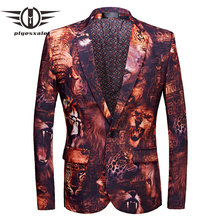 Plyesxale-Chaqueta tipo Blazer para hombre, chaqueta ajustada con diseño de Tigre y León en 3D, nuevo diseño, Q483 2024 - compra barato