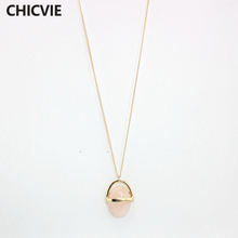 CHICVIE vintage Pink Stone Necklace Long Gold color Necklaces & Pendants Personalized Jewelry for Women collier femme SNE160138 2024 - buy cheap