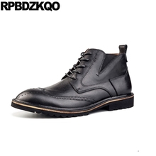 Vestido formal de grão integral botas de couro sapatos de renda up botas italiana outono militar oxford preto botão volumosa de combate masculino 2024 - compre barato