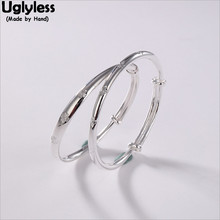 Uglyless 1piece Lucky Clover Bangles for Women Real 99.9% Full Silver Push-pull Bracelets Glossy Adjustable Bangles Fine Jewelry 2024 - buy cheap