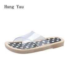 Women Sandals Slippers Flats Shoes 2019 Summer Fashion Transparent Wedges Woman Slides Polka Dot Lady Casual Female 2024 - buy cheap