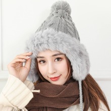 Chapéu de lã tricotado feminino, chapéu confortável feito a mão de lã de coelho 2024 - compre barato