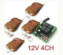 Controle remoto sem fio 1 receptor e 4 controles remotos, sistema de interruptores de controle remoto sem fio rf 12v, 4 canais, 315mhz/433mhz, preço de fábrica, frete grátis