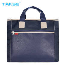 TIANSE PU+canvas Business Commercial Document Bag Meeting office Bags Tote file folder Filing Pocket Side Zipper protable A4 2024 - buy cheap