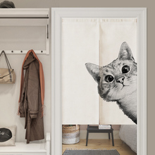 Black white Cartoon Cat Linen Door Curtain Noren Bedroom kitchen Curtains Home Entrance decoration Customizable curtain 2024 - buy cheap