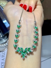 Luxurious Fashion Flower Natural green Emerald gem necklace S925 silver natural gemstone necklace woman gift party fine jewelry 2024 - buy cheap