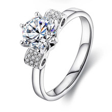 Lindo anel de diamante nscd ouro branco, joia romântica excelente corte 0,6ct de ouro sólido para noivado feminino 2024 - compre barato